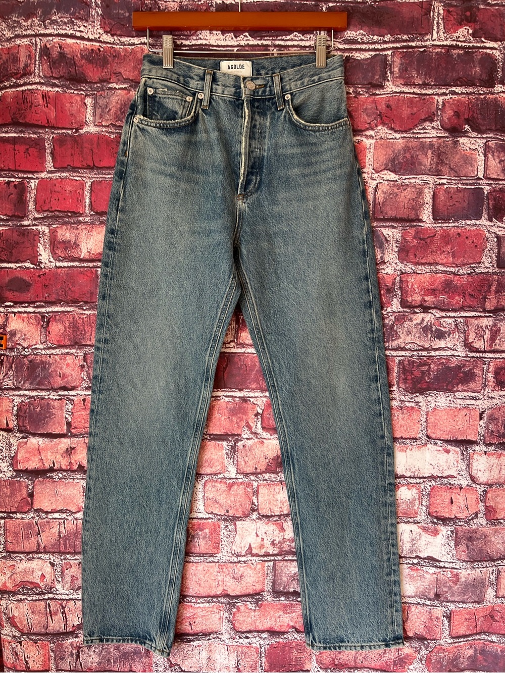 AGOLDE 90s Pinch Waist High Rise Straight Leg Jeans Navigate Wash 24
